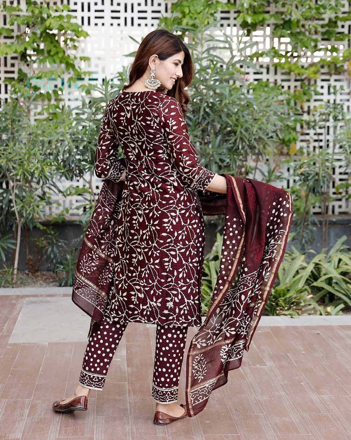 Floral Print Straight Kurta Set with Dupatta