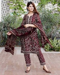 Floral Print Straight Kurta Set with Dupatta