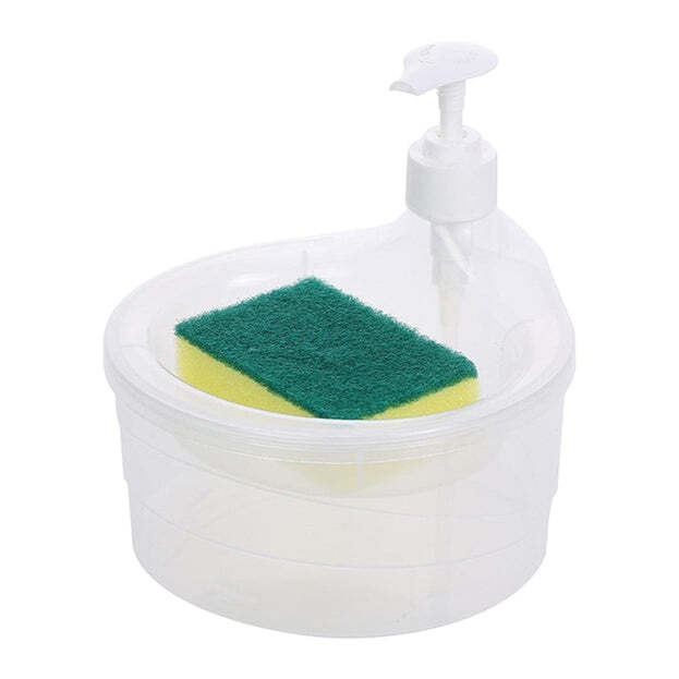 12589 DOUBLE LAYER LIQUID SOAP DISPENSER WITH PUMP AND SPONGE