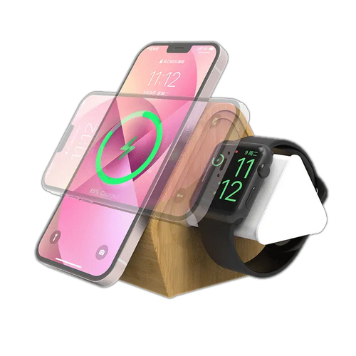 3 In 1 Charging Station Renewable Bamboo Magnetic Wireless Charger For Apple Dimension (L*W*H): As Per Available Millimeter (Mm)