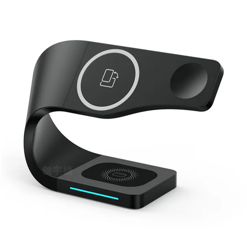 15W Magnetic Wireless Charger Stand - 4 in 1 Design, Versatile Compatibility for iPhone with Compact Dimensions and Lightweight Build