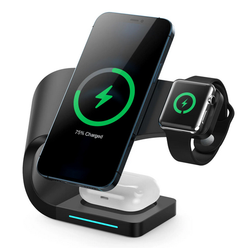 Metal 15W Qi Fast Charging Magnetic Wireless Charger Stand 4 In 1 For Iphone