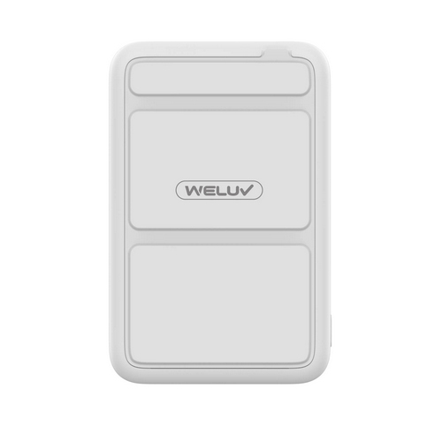 Magnetic Portable Power Bank - Metal 5000mAh , White Color with USB-C Charging Cable and Warranty