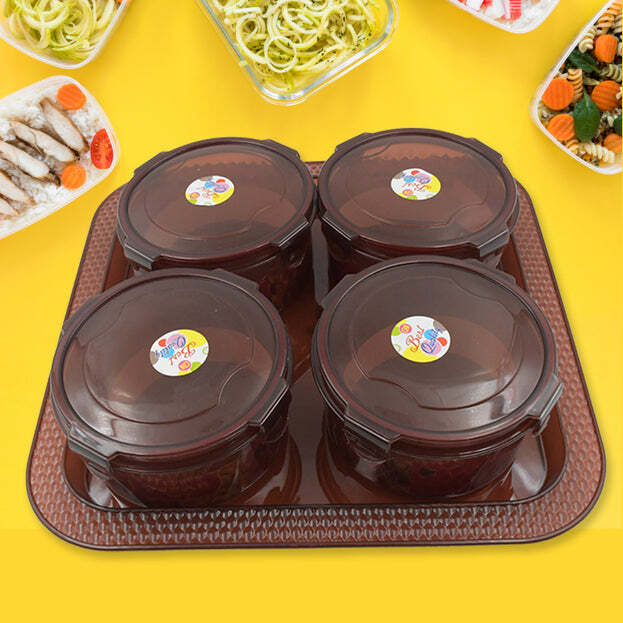 ELEGANCE TRAY PLASTIC AIRTIGHT 4 PIECES STORAGE CONTAINER