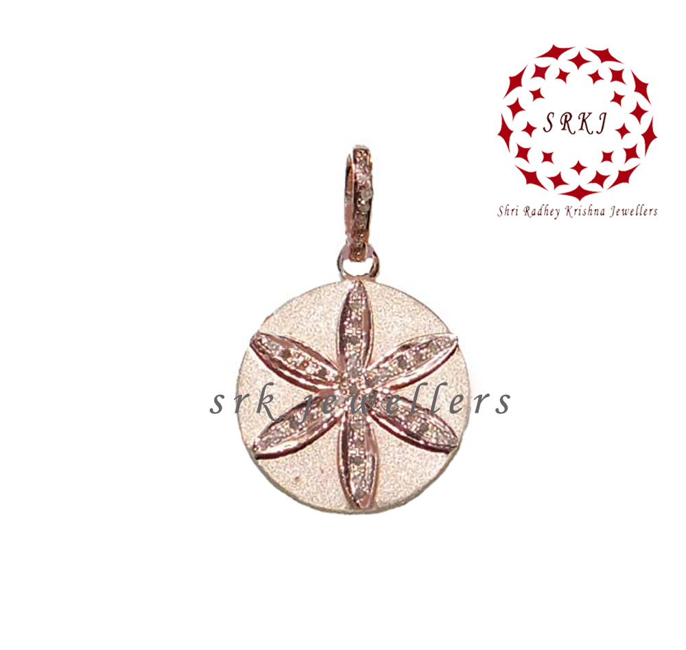 925 Starling silver Flower Shape Pave Diamond Stylish Unique Pendant
