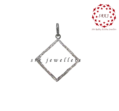 925 Starling silver Handmade Fancy Unique Pave Diamond Pendant