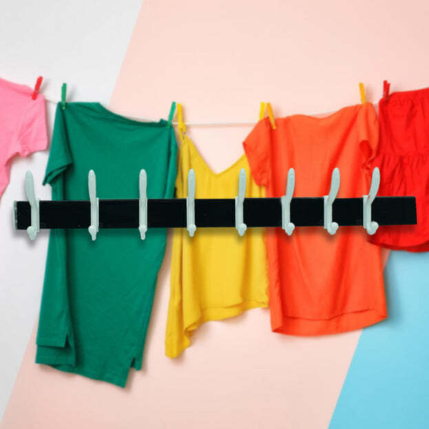 7584 CLOTH HANGER WALL DOOR HOOKS RAIL FOR HANGING CLOTHES FOR HANGING HOOK RACK RAIL