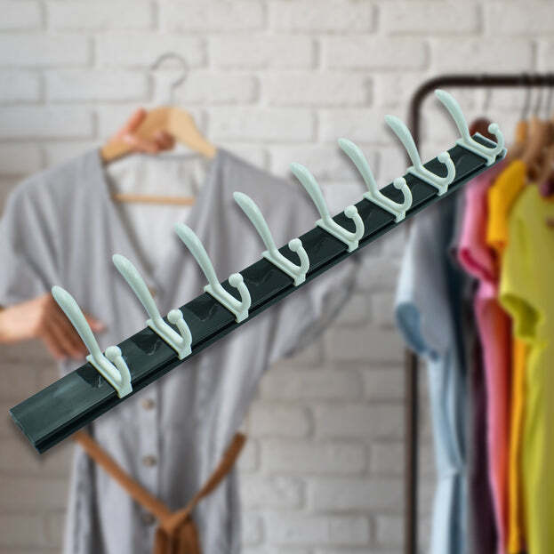 7584 CLOTH HANGER WALL DOOR HOOKS RAIL FOR HANGING CLOTHES FOR HANGING HOOK RACK RAIL