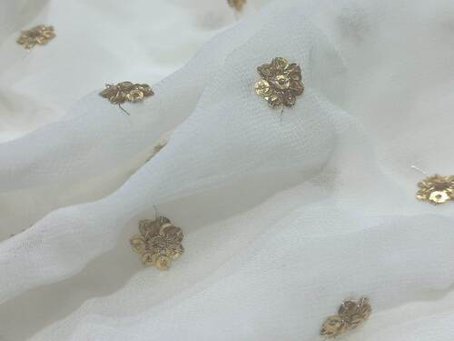 Gold sequin embroidery fabric online india