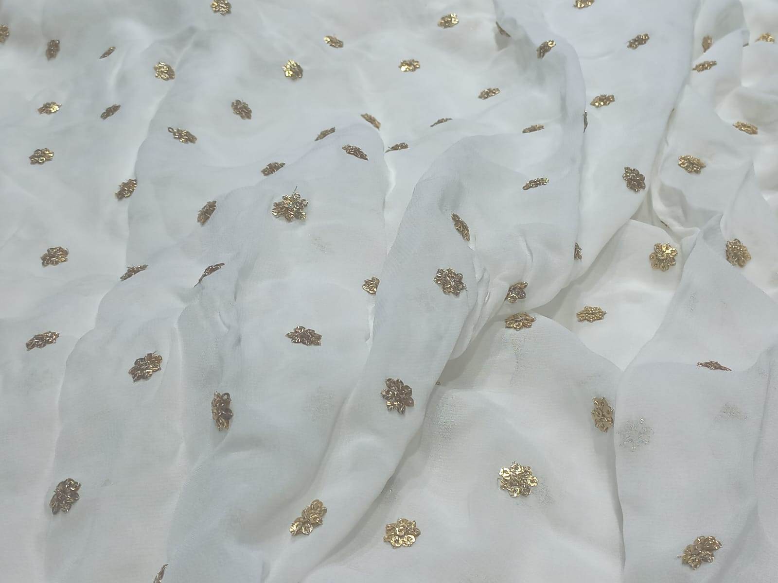 Gold sequin embroidery fabric online india