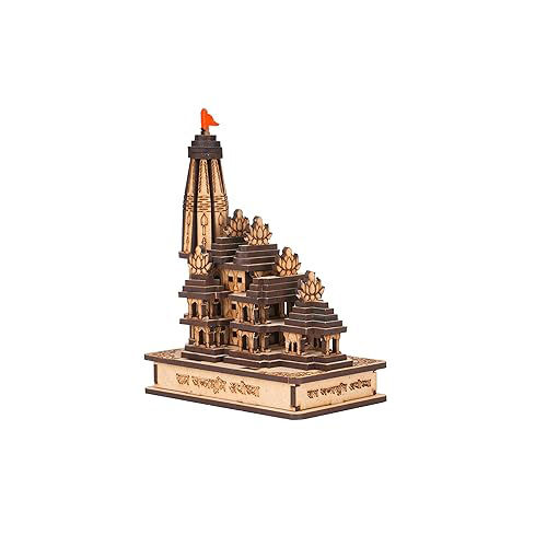 Brown Hna Gifting Wood Shri Ram Mandir Ayodhya Mandir For Home (Small) Ideal For Home Decor Temple And Best Gift Gold (Pack Of 1)