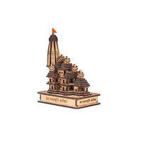 HNA GIFTING Wood Shri Ram Mandir Ayodhya Mandir for Home (Small) Ideal for Home Decor Temple and Best Gift Gold (Pack of 1)
