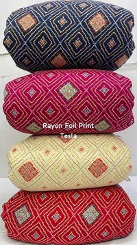 Rayon foil printed fabric