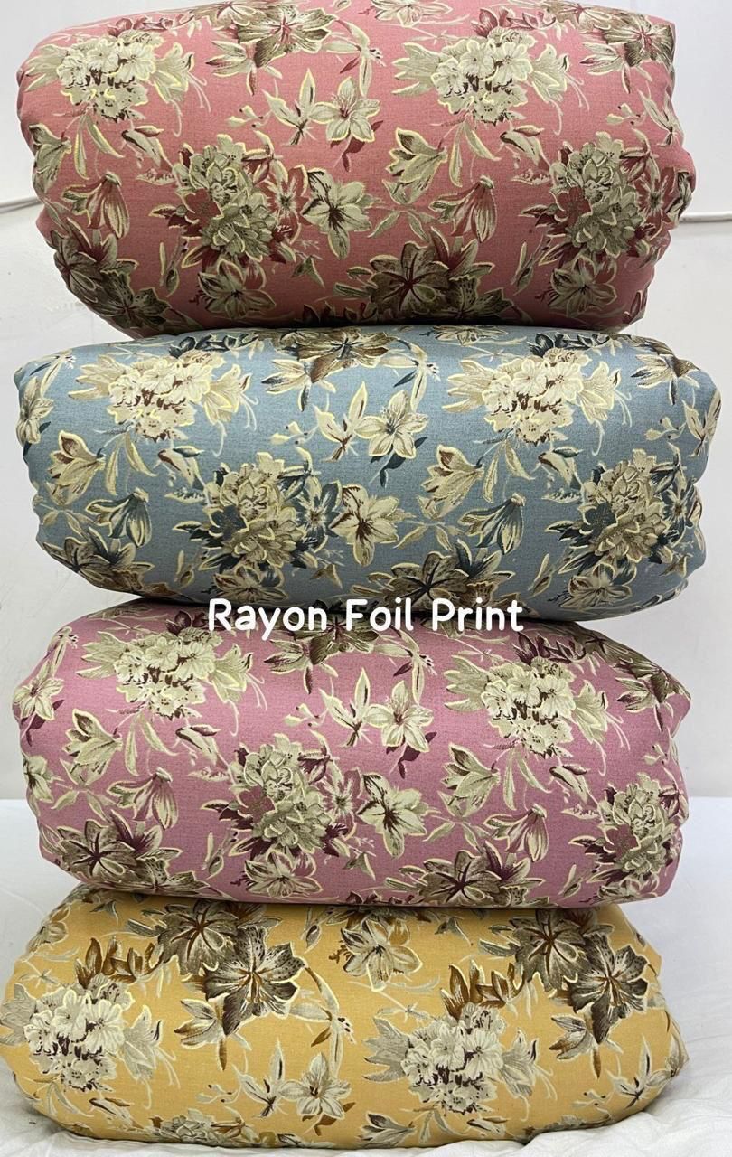 Rayon foil printed fabric