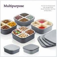 PLASTIC 4 SECTIONS MULTIPURPOSE DRY FRUIT CHOCOLATES  MOUTH FRESHENER  SWEET BOX SET  SERVING TRAY