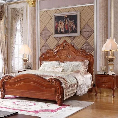 Brown Santiago Teak Wood Bed