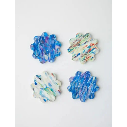 Multi Colour Flower Shape Recycled Plastic Coaster