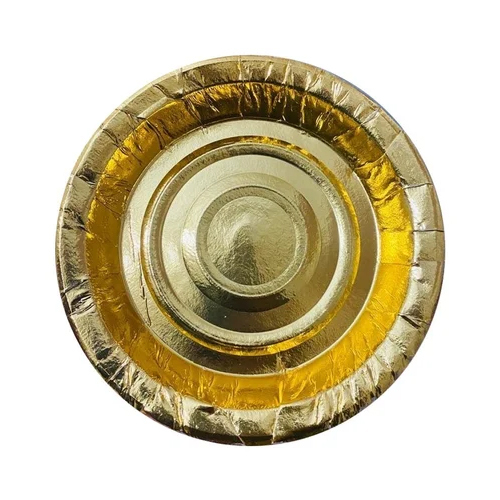 7 Inch Golden Paper Plate - Paper Material, Customized Size, Various Color Options | High Quality, Eco-Friendly for Industrial Use