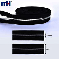 Plastic Long Chain Resin Zipper Roll No. 5 Triangle Teeth Zipper Long Chain Molded Zipper Roll