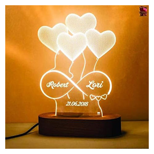 HNA GIFTING 3D Illusion Led Lamp Special for Anniversary and Other Occasions (Wood White (Pack of 1)