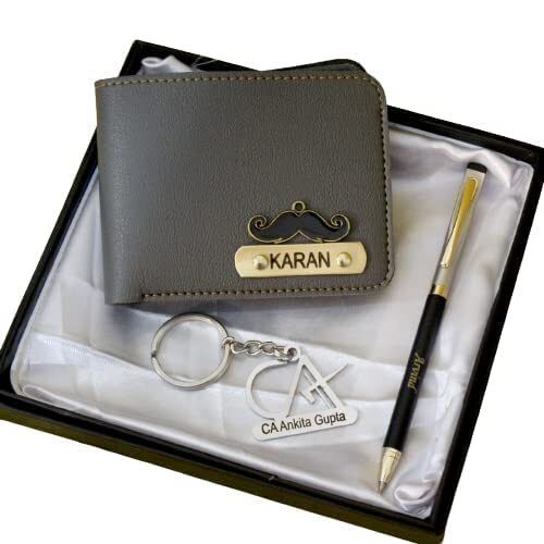 Black Hna Gifting Pen Stainless Steel Advocate Symbol Keychain And Leather Mens Wallet Combo