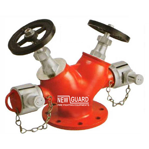 Red Stainless Steel Double Outlet Landing Valve