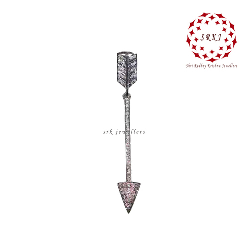 925 Starling Silver Simple Arrow Head Style Pave Diamond Pendant - Gender: Men