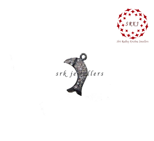 925 Starling Silver Handmade Pave Diamond Small Fish Charm Pendant