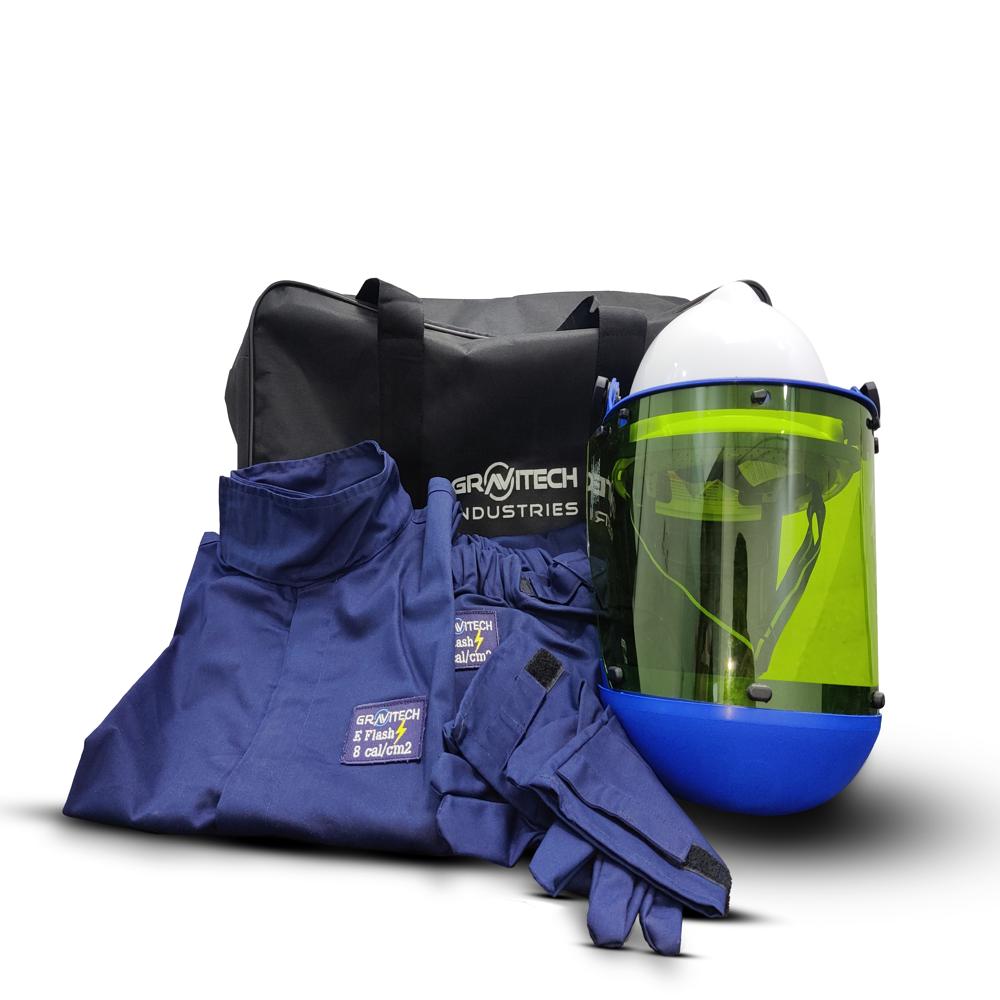 ARC FLASH SUIT 8 CAL - 240GSM Flame Resistant Cotton, ATPV Rating 8-12 cal/cm2 | HRC 2 Protection, Washable, Velcro Fastening, Complete Safety Kit