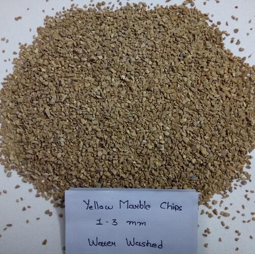Yellow Natural Marble chips and crushed stone for terrazzo flooring and wall cladding grain