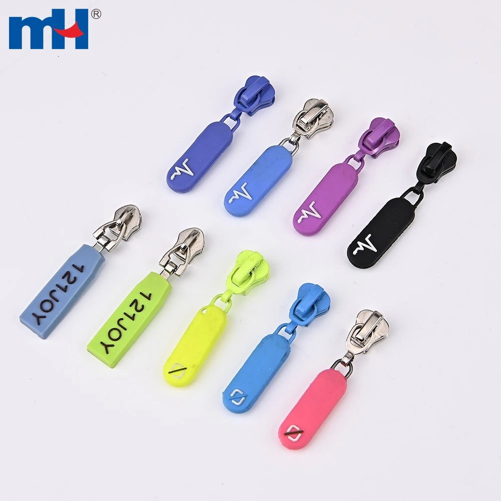 Zipper Slider with Rubber Decorative Puller Colored Zipper Slider Zip Head with Zip Pull