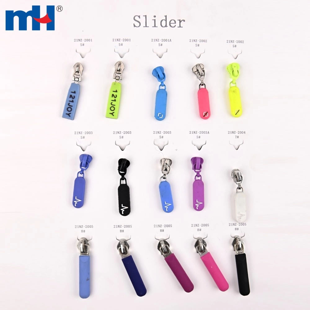 Zipper Slider with Rubber Decorative Puller Colored Zipper Slider Zip Head with Zip Pull