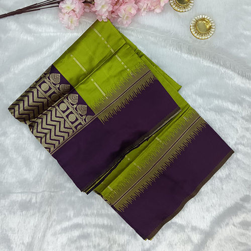 Green And  Black Semi Silk Saree