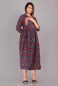 Printed Cotton Blend Stitched Flared/A-line Gown