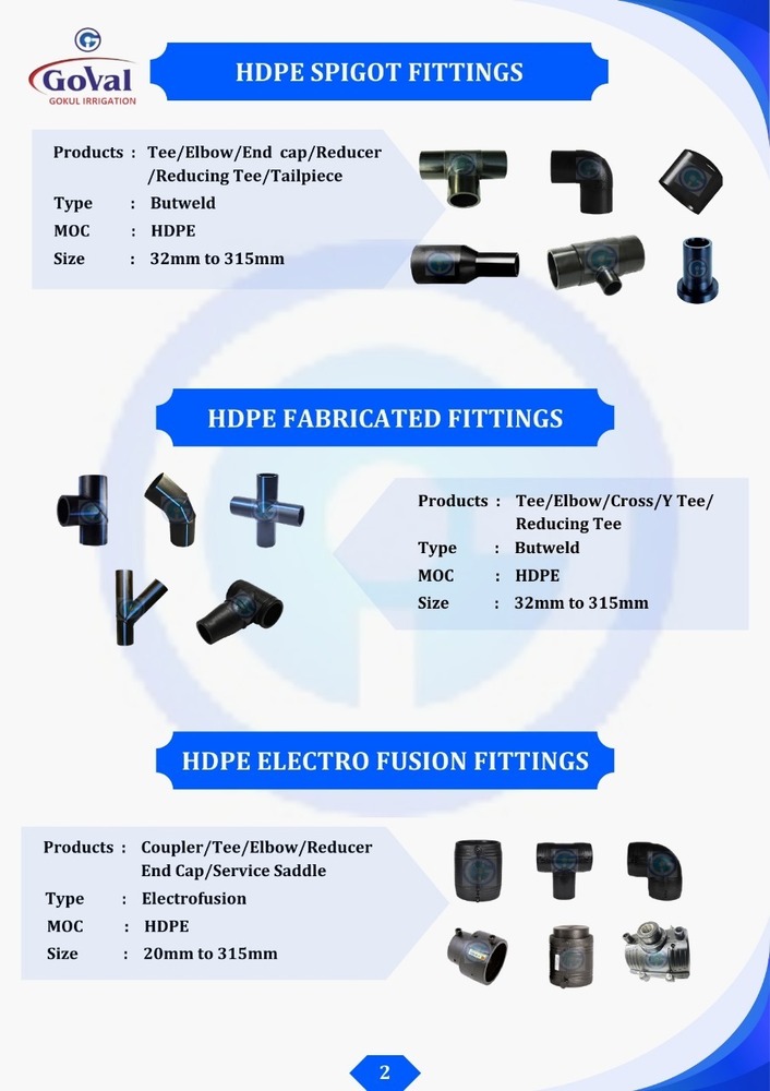 Hdpe Spigot Fittings - Color: Black