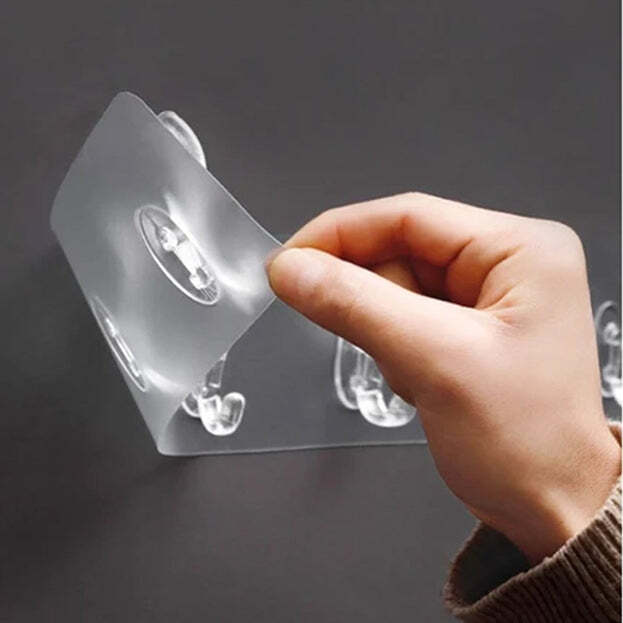 ADHESIVE TRANSPARENT HEAVY DUTY WALL HOOK