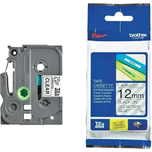 Tze-131 Brother 12 MM Black On Clear