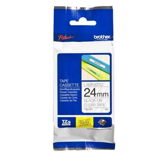 Tze-151 Brother 24MM Black on Clear