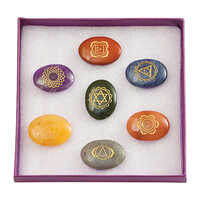 Seven Chakra Healing Stones Set - Polished Crystal, Customized Size | Antique Imitation Style, Promotes Balance And Vitality