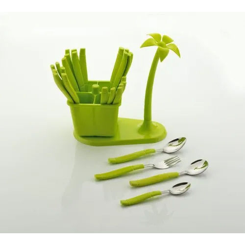 Green & Brown Steel Cutlery Set Vivo Antique