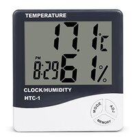 Digital Temperature Humidity Meter - 105x97x23 Mm, White Color | Large Character Lcd Display, Dual Time Modes, Max/min Memory Function, Daily Alarm And Calendar Display