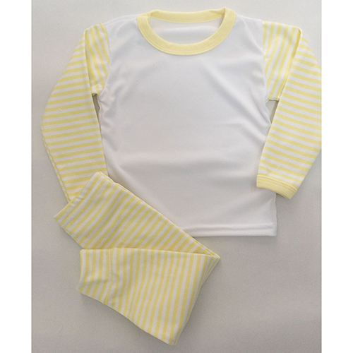 Kids Yellow Cord Set - Cotton Blend, Full Sleeves, Yellow & White Color | Trendy Printed Design, Summer Fashion, No Fade Feature