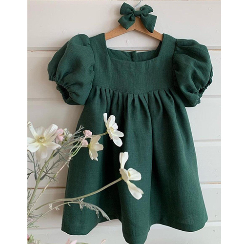 Baby Frock - Cotton Blend, Modern Style | Washable, Short Sleeves, Plain Design for Girls