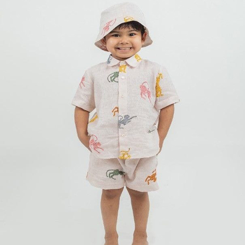 Kids Shirt And Short - Cotton Blend, Trendy Design , Short Sleeves, Printed Pattern, Washable, Elastic Waistband for Comfort and Growth