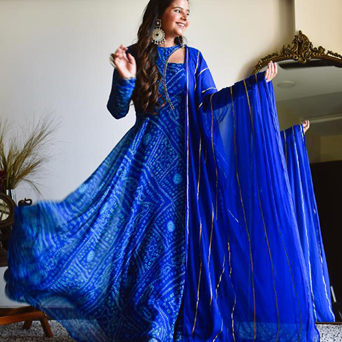 Printed Ladies Blue Suit