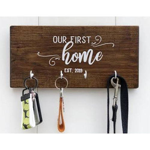 Brown Wooden Key Holder