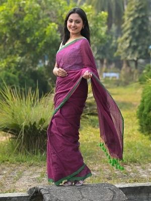 Pure Solid Cotton Saree