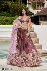 Lehenga - Georgette, Customizable Waist Up To 40 Inches, 3.5 Meter Flair, Full Sleeves | Embroidered Ethnic Dress, Dry Clean & Washable, Available In 6 Colors