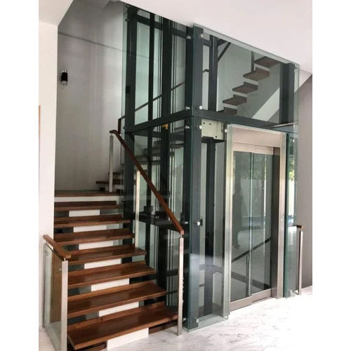 Glass Passenger Elevator - Stainless Steel, Electric/Hydraulic Mechanism with Safety Sensor & Calling Box