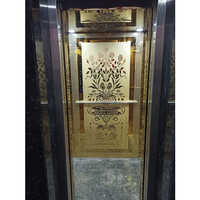 Gold Finish Designer Passenger Elevator Cabin